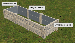 Warzywnik 3 komory-253x91x50 cm- JASNY BEŻ