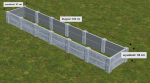 Warzywnik 6 komorowy- (496x91x50 cm)- SZARY